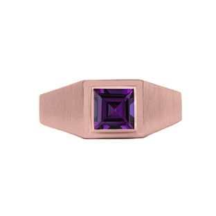Rose Gold Mens Invisible Set Square Cut Amethyst Ring By Gemologica