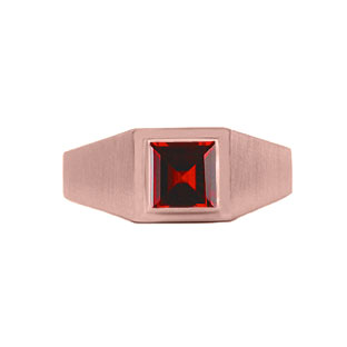Rose Gold Mens Invisible Set Square Cut Garnet Ring By Gemologica