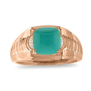 Cushion Cut Turquoise & Diamond Men's Rose Gold Ring By Gemologica