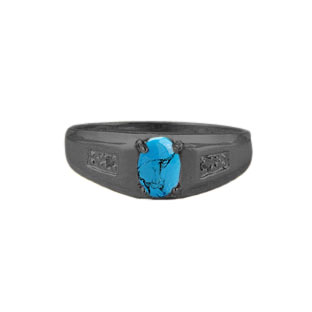 Men's Turquoise Diamond Ring, Mens Black Gold Jewelry