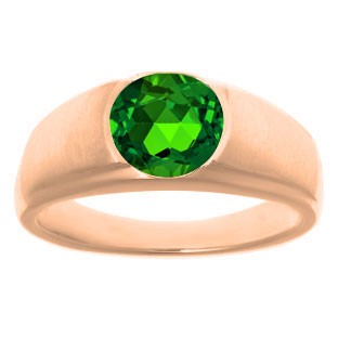 Men's Birthstone Rings - Round Emerald Birthstone Ring In Rose Gold